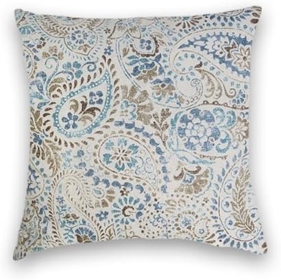 Proven Blue Brown Cream Paisley Decorative Pillow Case 18 x 18 inch