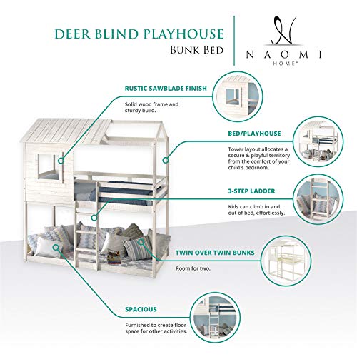 Deer Blind House Bunk Bed Twin Over Twin Bunk Bed for Kids, Toddler
