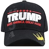 THE HAT DEPOT Exclusive 45th President Make America Great Again 3D Signature Cap (Black-Flag)