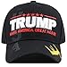 THE HAT DEPOT Exclusive 45th President Make America Great Again 3D Signature Cap (Black-Flag)