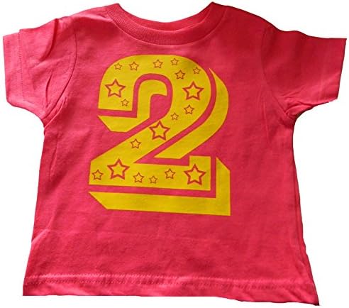 Custom Kingdom Baby Girls'Two Superstar Second Birthday T-Shirt (4T, Hot Pink)