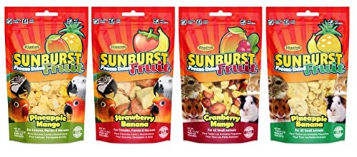 Higgins Sunburst Freeze-Dried Fruit Gourmet Treat 4 Flavor Variety Bundle, (1) each: Pineapple Mango, Strawberry Banana, Cranberry Mango, Pineapple Banana (.5 Ounces)