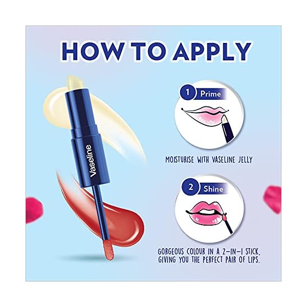 Vaseline Prime & Shine 2-in-1 Lip Balm and Coloured Gloss - Warm Nude - Perfect for Men, Women and Teens - Damage Skin…