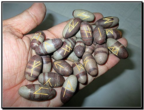 Jet marvelous fantastic narmada lingam 25 rune stones t…