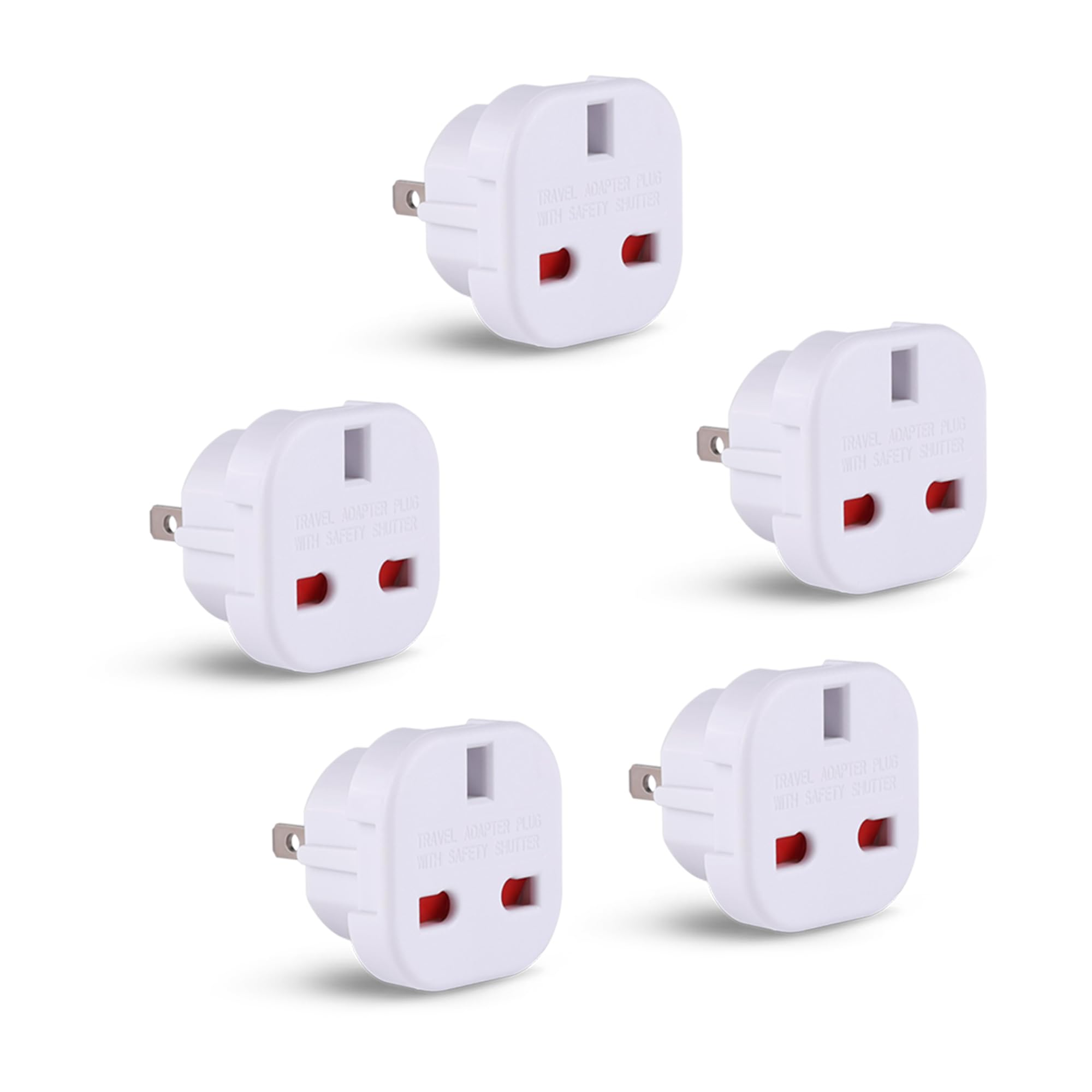 DAPTER's 5 Pack UK to US Plug Adaptor (Type G to A & B), USA Travel Adapter 3 to 2 Pin UK to USA Plug Adapter American Plug Adapter UK to US, Canada, Australia, Jamaica, Mexico, Thailand, China & More