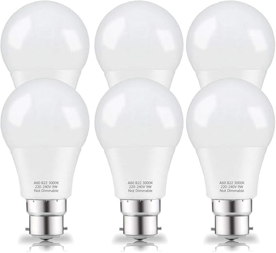 LAKES Ampoule LED B22 A60, 9W Equivalence Incandescence 60W, Ampoule