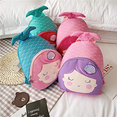 3D Animal Children School Backpack for Girls Mermaid Backpack and Animal Preschool Backpack Childrens for Toddlers (Blue-Pink Hair)
