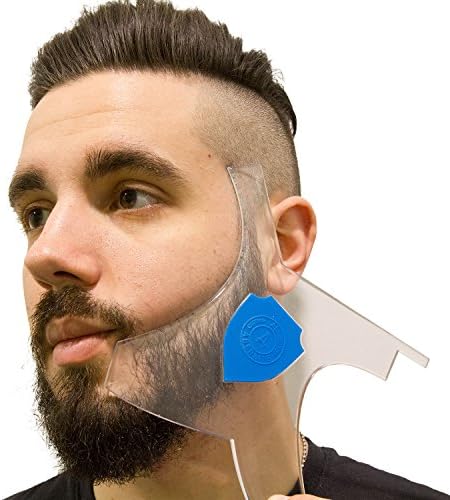Aberlite Beard Shaper Kit w/Barber Pencil - Premium Shaping Tool - 100% Clear | Many Styles | Long Edges | - The Ultimate Beard/hair Lineup Tool (US Patent) - Beard Stencil Guide Template