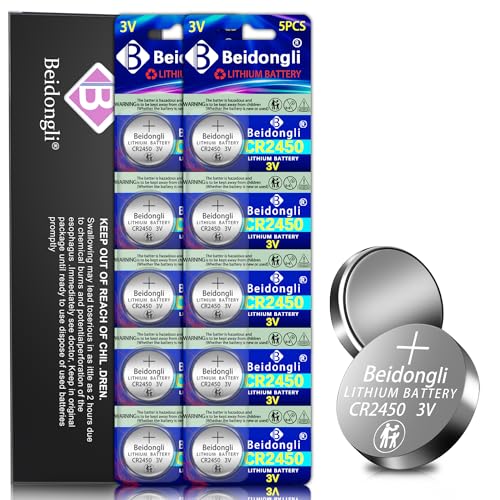 Beidongli CR2450 Battery 3V CR2450 Lithium Batteries (10 Count)