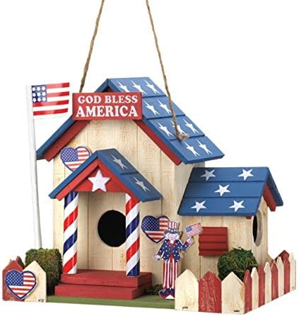 Outdoor Decor yard garden God Bless America Birdhouse