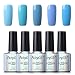 FairyGlo Nail Polish UV LED Gel Nails Art Soak Off Sensational Manicure Starter Kit Gift Set 5PCS Blue Colour 10ml 001