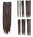 SWACC Women 22 Inches Straight Full Head 7 Separate Pieces Heat Resistance Synthetic Hair Clip in Hair Extensions (Chestnut Brown-6#)