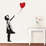 Toumett Banksy Girl Heart Balloon Vinyl Wall Art Decal Sticker 56x29cm view 2