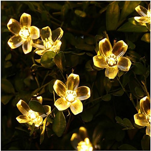 FAMILOVE Christmas Trees Halloween Day Blossom Flower Solar Powered 23ft 50 LED Waterproof Fairy Lighting for Garden Patio Wedding Party and Holiday Decorations(Warm White)