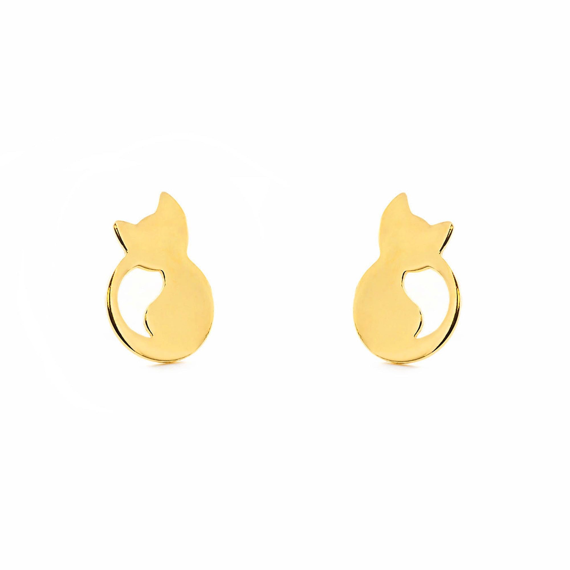 9ct Yellow Gold cat Children's Earrings