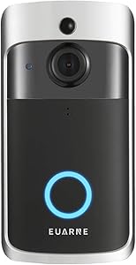 EUARNE WiFi Video Doorbell Wireless Door Security Battery Camera, PIR Motion Detection, Night Vision & Two-Way Audio, Compatible with Alexa & Google Home