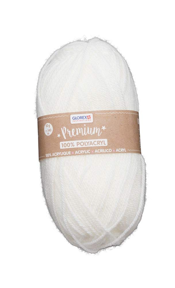 GlorexPremium Wool Made of 100% Acrylic, Easy to Work with, Versatile, Warm, Soft, Non-Scratching, 50 g, Approx. 140 m, White