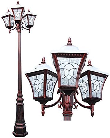 eTopLighting Meyda Tiffany Collection Exterior Outdoor Stained Glass Mosaic Antique Post Lantern, Rustic Copper APL1051