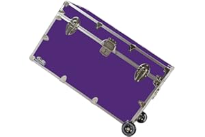 C&N Footlockers - XL Graduate Storage Trunk w/Wheels - Made in the USA - STEEL Footlocker for College Dorm Room & Summer Camp - 32 x 18 x 18.5 Inches (Purple)