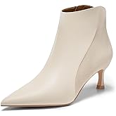 Coutgo Womens Kitten Heel Ankle Boots Pointed Toe Side Zipper Fall Winter Booties Shoes
