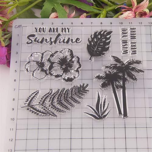 You are My Sunshine Palm Tree Vocation Flowers Clear Stamp Rubber Clear Stamp/Seal Scrapbook/Photo Album Decorative Card Making Clear Stamps