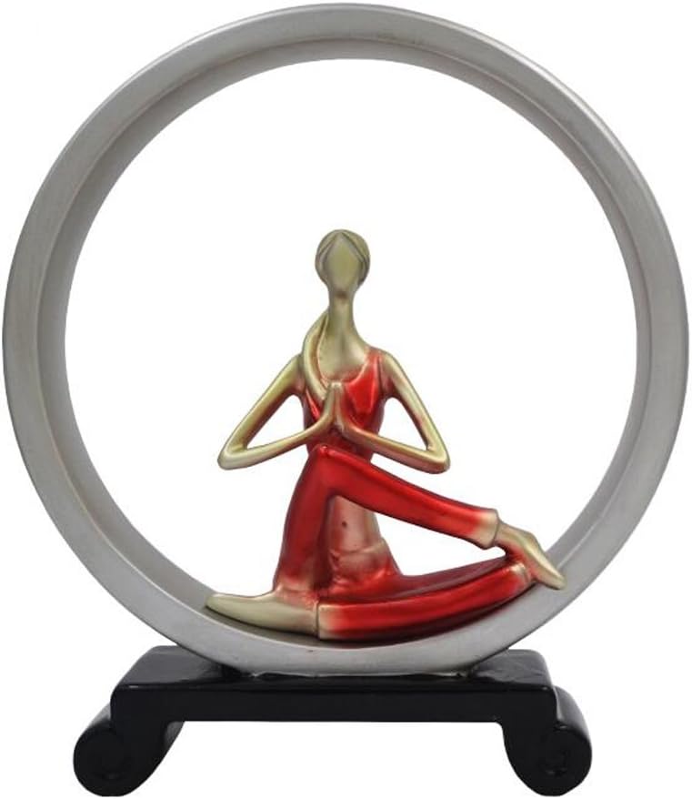 Sculpture Modern Simple Personality Yoga Girls Craft Ornaments Creative TV Cabinet Living Room Home Decorations，24 * 7 * 28cm (Color : Red, Size : A)