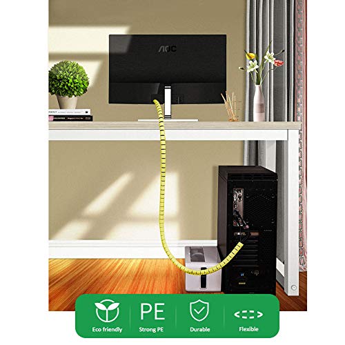 VIWIEU Yellow Cable Management Sleeve Dog and Cat Cord Protector, Electrical Cord Orgainzer Wire Covers for Pets, Wire Hider with Bonus Cable Clips and Zip Ties for TV PC Computer Home Entertainment - Thumbnail 5