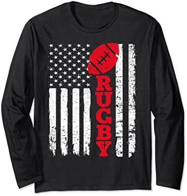 Unisex Rugby Shirt: USA American Flag Sport Team Fan T-Shirt Large Black