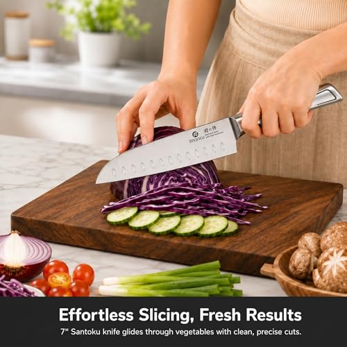 imarku 14-Piece Knife Set, Japanese High Carbon Stainless Steel Knife Block Sets, Ultra-Sharp Kitchen Knife Set with Built-in Sharpener, Dishwasher Safe, Gray