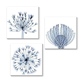 Canvas Wall Art Transparent Beautiful Flowers Painting Artwork for Home Prints Framed - 12"x12"x3 Panels