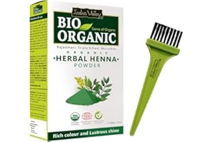 INDUS VALLEY Bio Organic Herbal Henna Powder for Rich, Long-Lasting Color & Lustrous Shine, Includes Hair Dye Brush for Easy Application, Perfect for Natural Hair Dyeing & Conditioning - Green