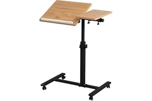 Portable Tilting Mobile Laptop Computer Desk -OZHOMY Height-Adjustable from 23"-36" 360° Swivel Lockable Casters Laptop Cart 