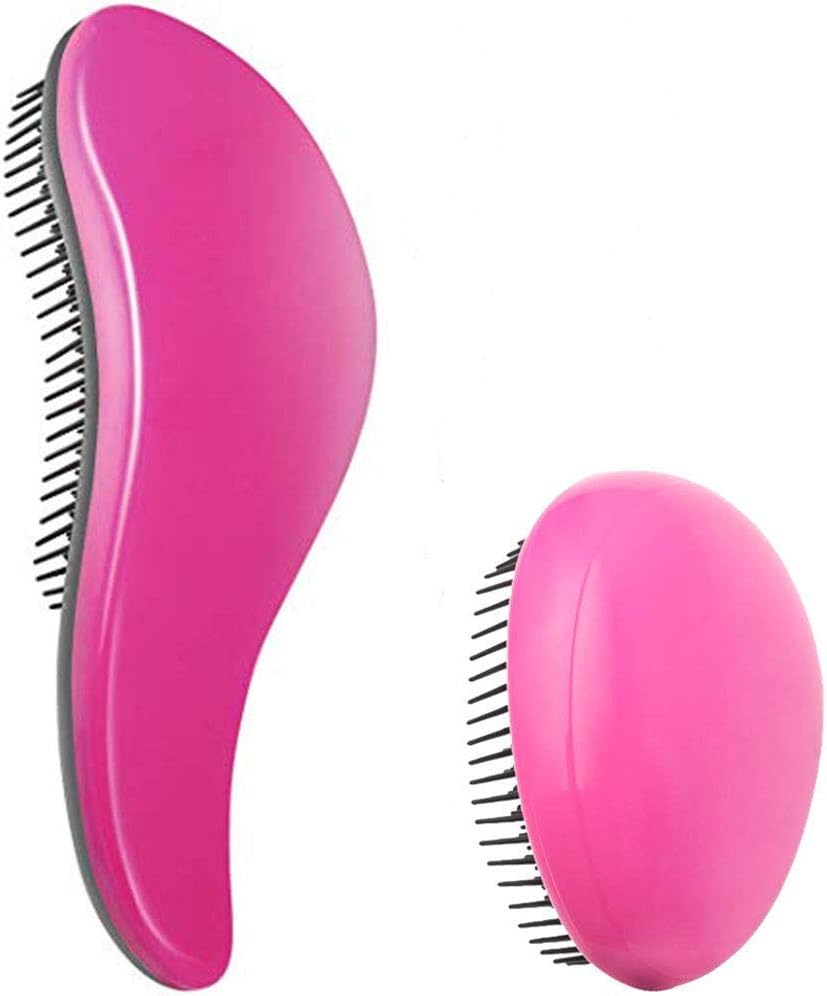 Detangling Hair Brush Detangler Hairbrush for Kids & Adult - 2 Pack Tangle Free Brush for Curly Natural Straight Wet Dry Hair Rosered