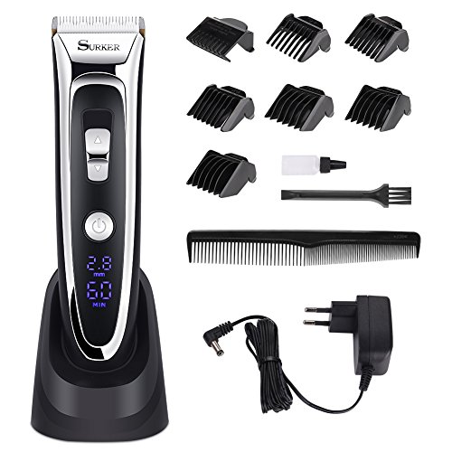 YOHOOLYO Cortapelos Electrónico Maquina Cortapelo con Pantalla LED con 7 Peines y Batería Recargable para Hombres o Perros etc