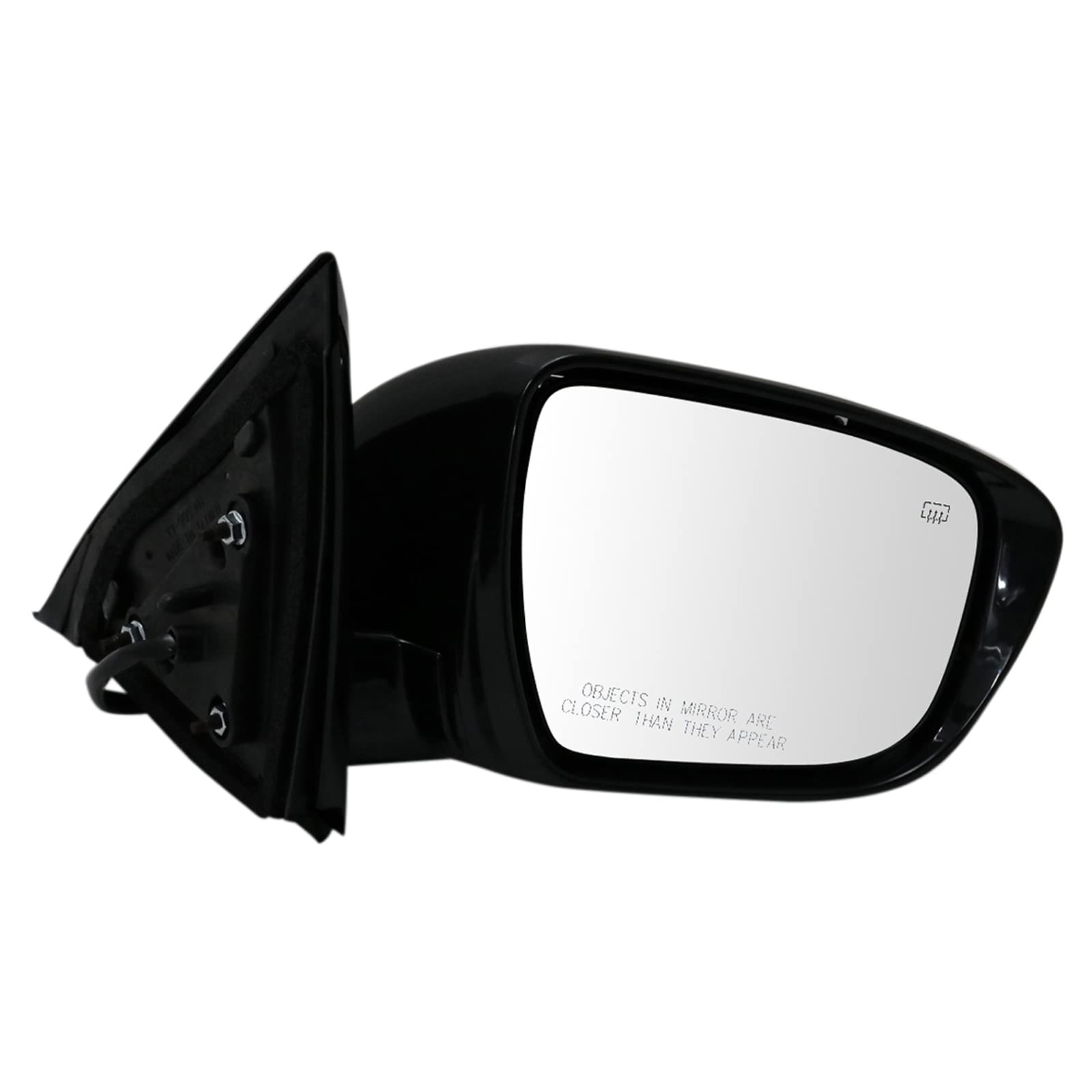 TRQ Passenger Side Heated Power Mirror Smooth Black Paint to Match Compatible with 2017 Nissan Pathfinder NI1321274