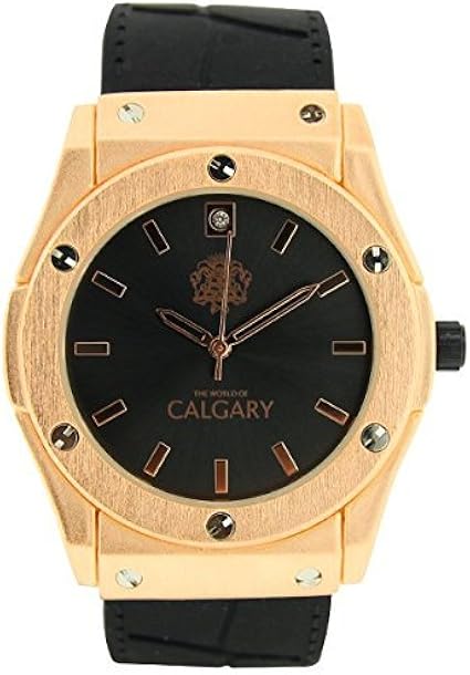 Reloj Calgary Golden Monterosso Black, Mujer, correa negra con esfera negra y dorada