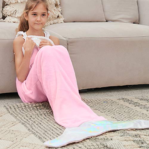 Bonzy Home Kids Mermaid Tail Blanket for Girls, Plush Soft Flannel