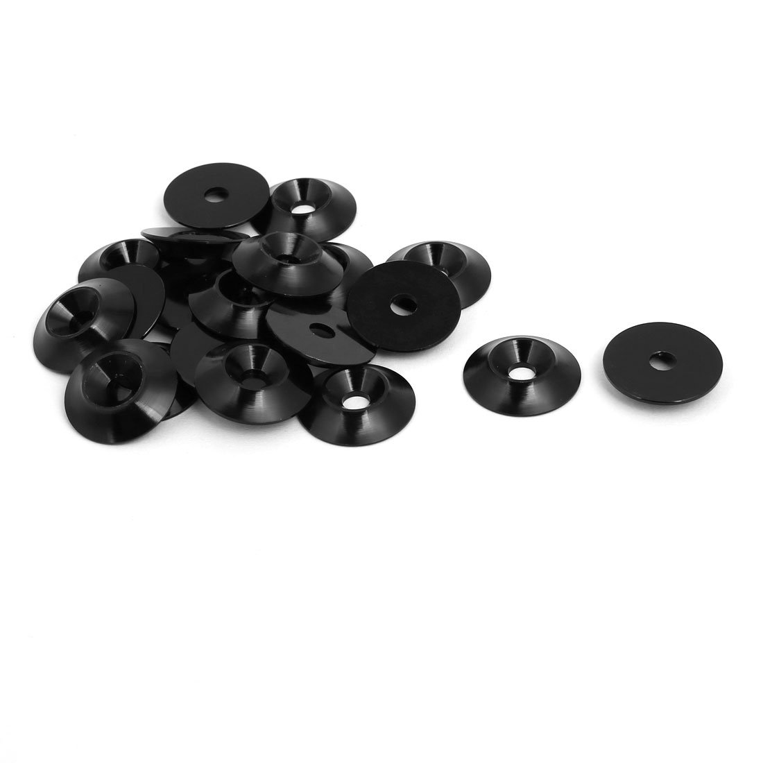 sourcingmap M4 Aluminium Alloy Cone Shape Engine Bay Bumper Washer Black 20pcs