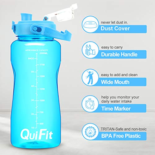 BuildLife Half Gallon Water Bottle No Straw 64 OZ BPA Free
