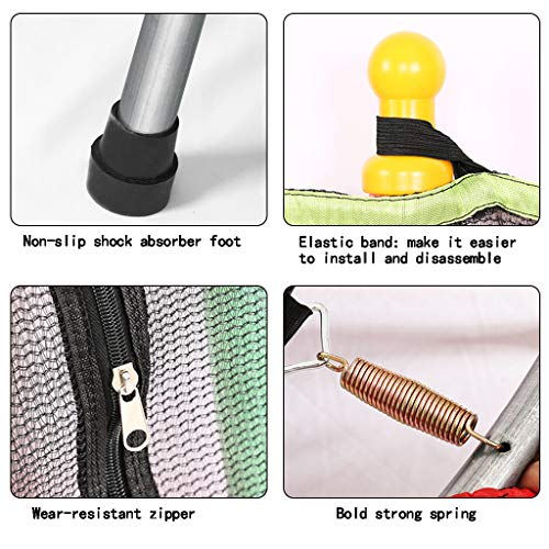 Kids Mini Trampoline | Children Trampolines with Safety Enclosure Net Jumping Spring Mat Pull T-Hook | Jump Indoor Outdoor Trampoline for Family School Entertainmen (1PC Toddler Round Trampoline) - Thumbnail 5