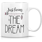 Retreez Funny Mug - Just Living The Dream 11 Oz Ceramic Tea Coffee Office Mugs - Funny, Sarcasm, Motivational, Inspirational Appreciation birthday gift for men women friend coworker sis bro bestie mom