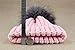 Dikoaina Womens Girls Knitted Fur Hat Real Large Silver Fox Fur Pom Pom Beanie Hats
