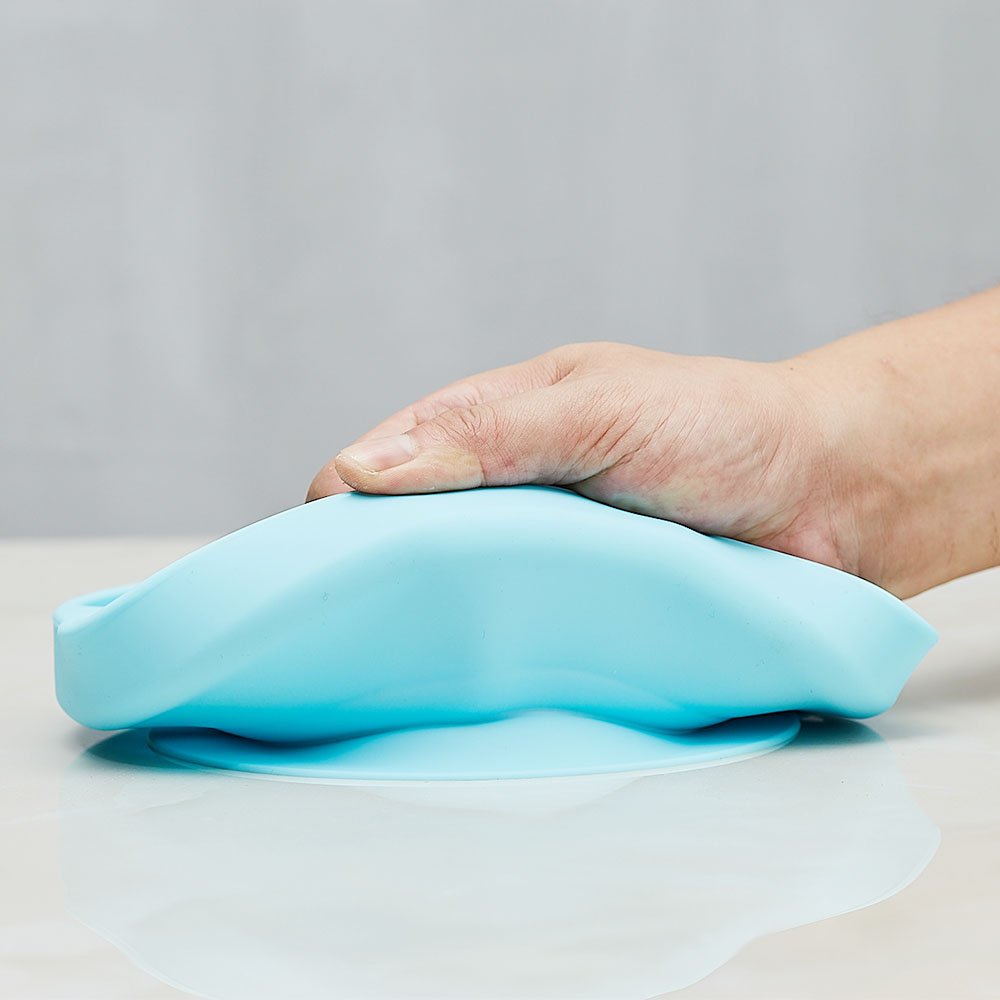 KIDAC Silicone Divided Toddler Anti-skid Suction Plates Dishes Feeding Bowls for Babies Kids (Aqua Blue)