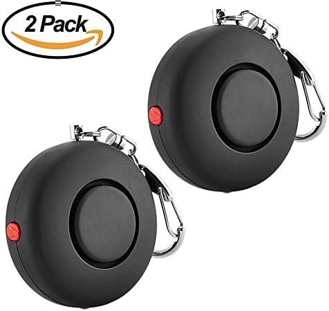2 Pack 120dB Black SOS Emergency Personal Alarm with Belt Clip for Elderly/Students/Night Workers/Women/Girls Safety Wolf Alarm Keychain