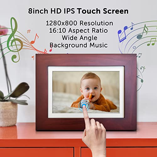 Digital Photo Frame, eco4life 8 inch WiFi Smart Frame with 16GB Storage 1280x800 HD IPS Display
