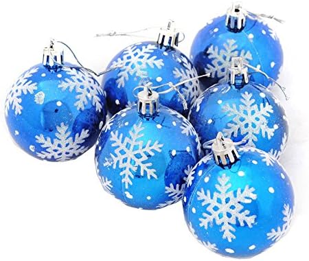 Clearance! Quistal 6pcs 6CM Large Christmas Decorations Baubles Xmas Tree Ball Bauble Hanging Home Festival Party Ornament Decor (Blue)