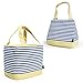 Lifewit Capacity-Adjustable / Drawstring Lunch Box, Insulated Thermal Bento Bag for Office / School / Picnic, Naval Stripe, Blue Yellow