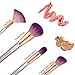 Halo World 10 Pieces Makeup Brushes Vegan and Cruelty Free Foundation Eyeshadow Lip Makeup Brush Set with Leather Bag (Rose Gold)