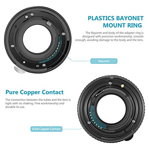 Neewer Ensemble de tubes d’extension 12 mm, 20 mm, 36 mm pour Nikon appareils photo réflex numériques AF mise au point automatique ABS D7200, D7100, D7000, D5300, D5200, D5100, D5000, D3300, D3200, D3000, D40, D40x, D100, D200, D300, D3, D3S, D700, D90