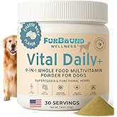 FURBOUND Dog Multivitamin Powder | 9-in-1 Whole Food Dog Vitamins and Dog Supplements That Supports Joint, Digestion, Skin & Coat, Immune, Cognition, Detox, Heart, Antioxidants (Cheesy Beef Flavor)